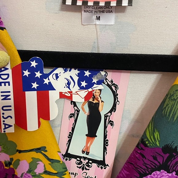 Pinup Couture Birdie dress in Mustard and purple floral M - Picture 5 of 5